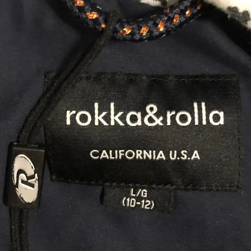New ROKKA & ROLLA Hooded Trench Coat Rain Jacket Embroidered Night Sky LG 10\12